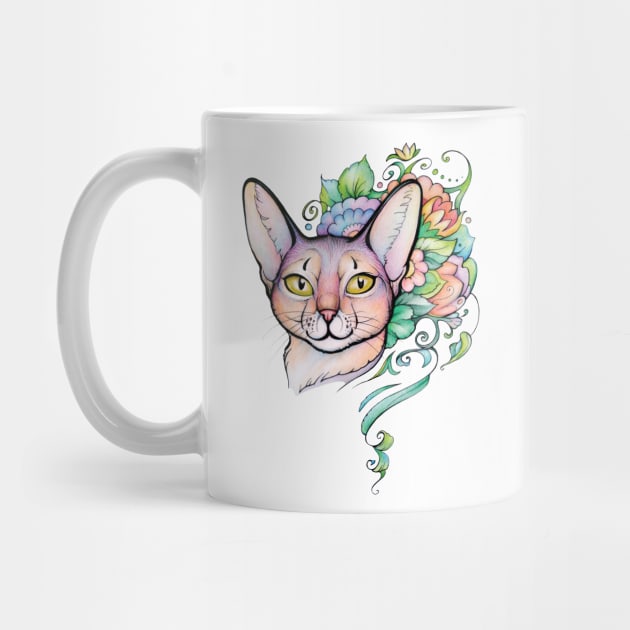 Cat Portrait, tattoo style. Abyssinian Cat by Yulla